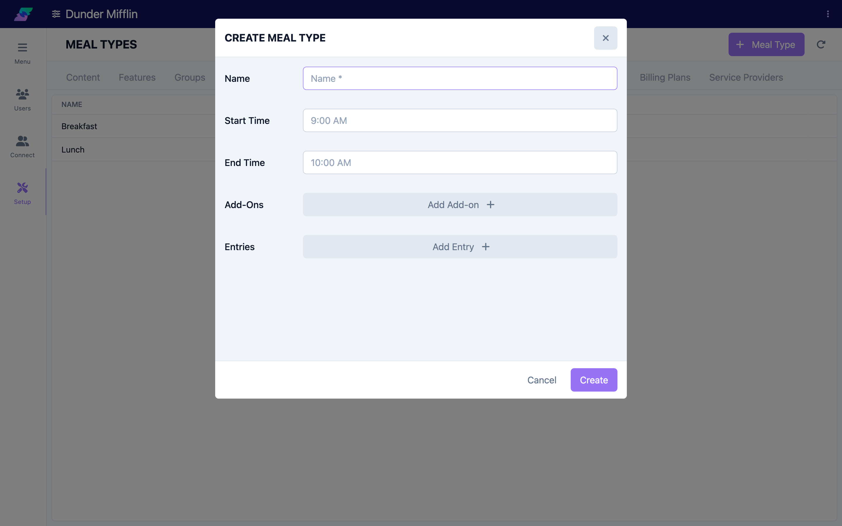 Making a change on a Setup tab