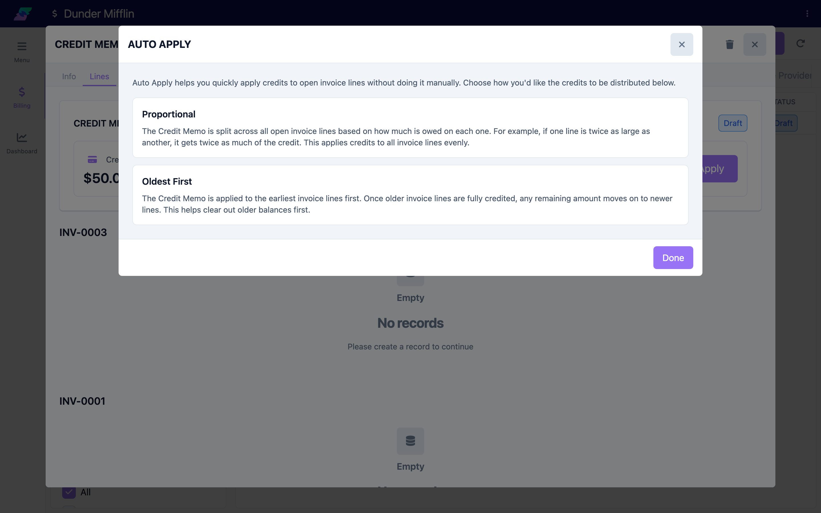 Auto Apply window with Proportional and Oldest First options