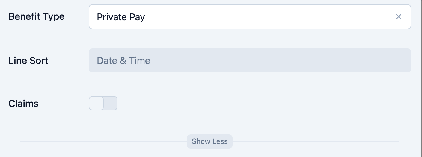 Benefit Type selector with the Show Details section expanded