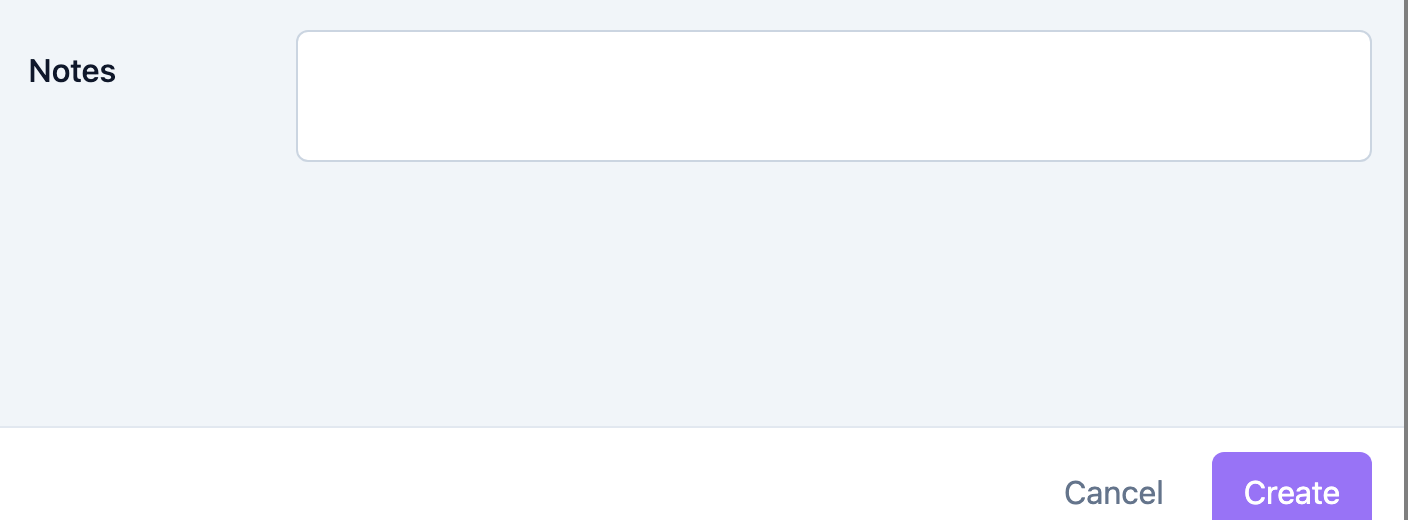 Invoice form Notes field and save action