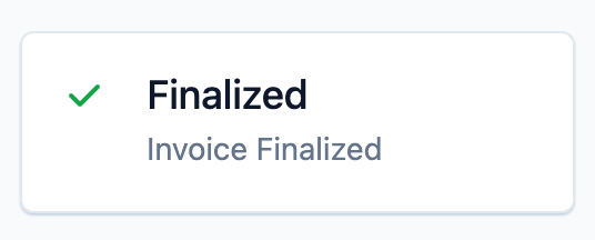 Activity tab, "Finalized" progress card