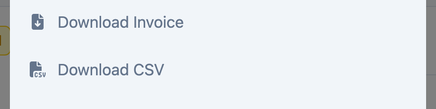 Download Invoice option in the actions menu