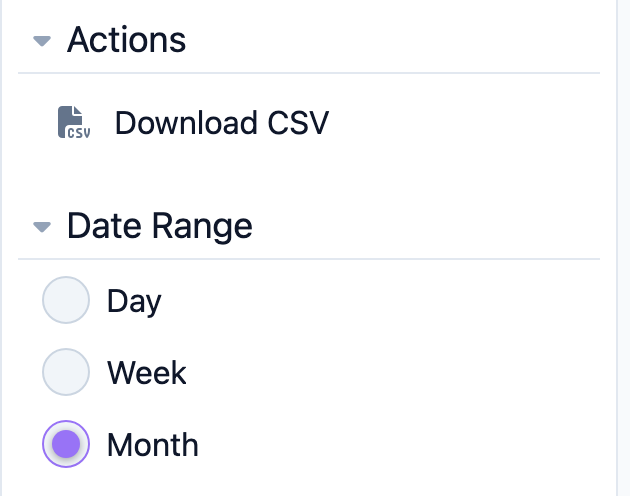 Download CSV action in the Invoices list filters