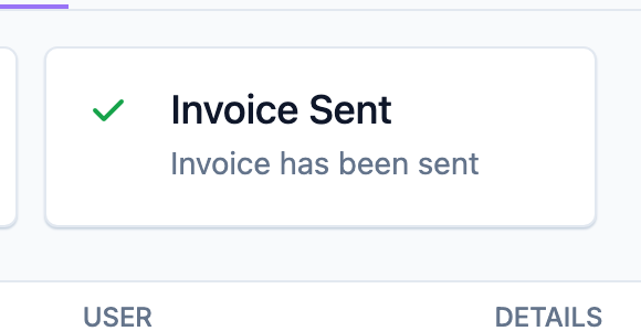 Activity tab, "Invoice Sent" progress card