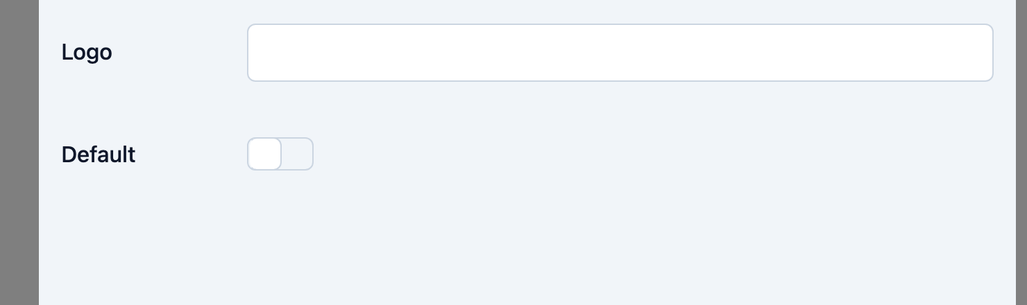 The Logo upload and the Default toggle