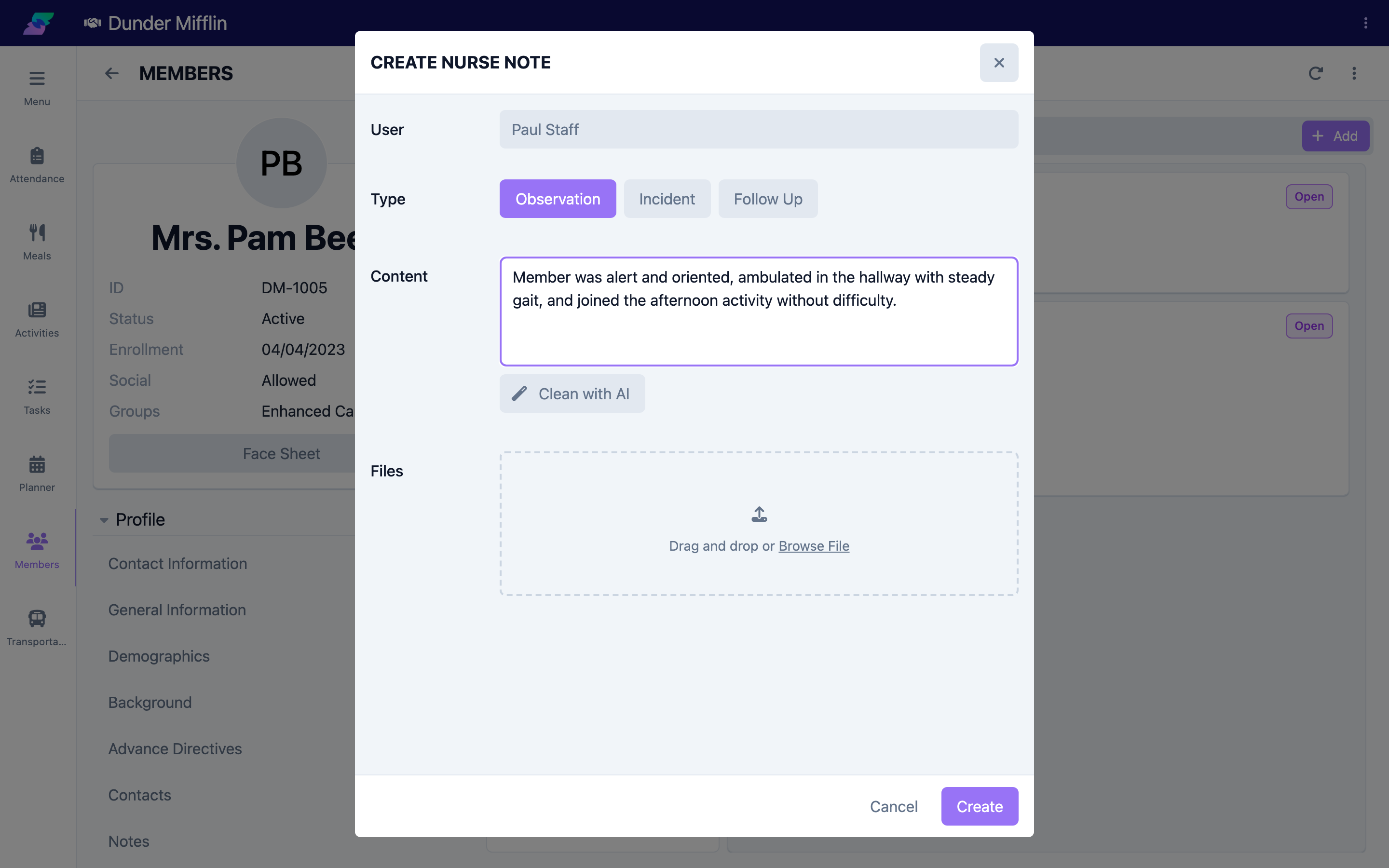 Content written with the Clean with AI button and file attachment
