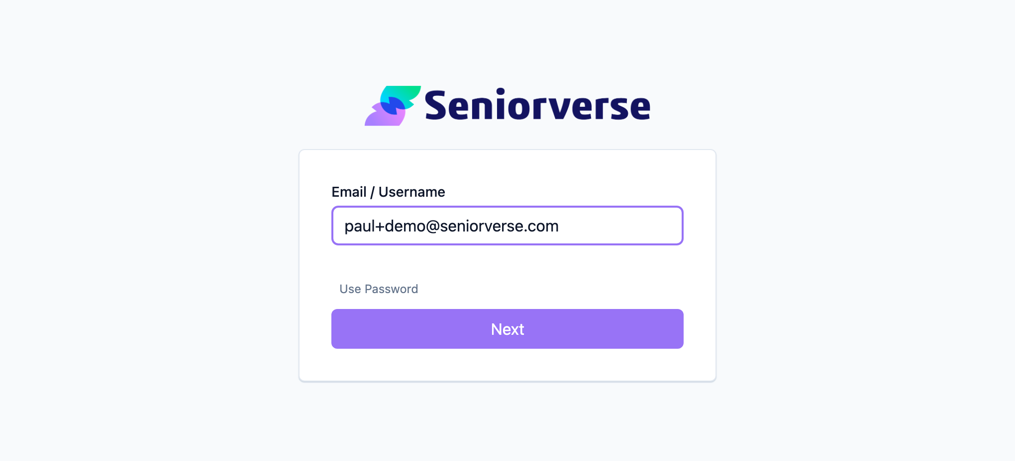 Entering your email or username and selecting Next