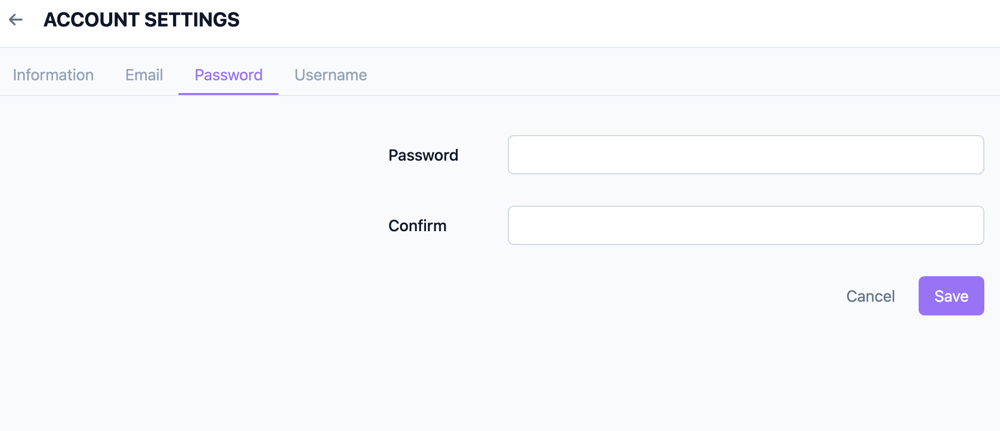 Changing your password on the Password tab