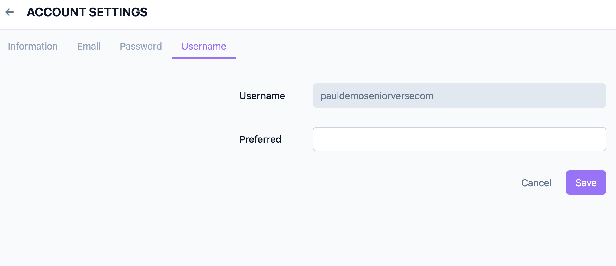 Viewing your username and setting a preferred name