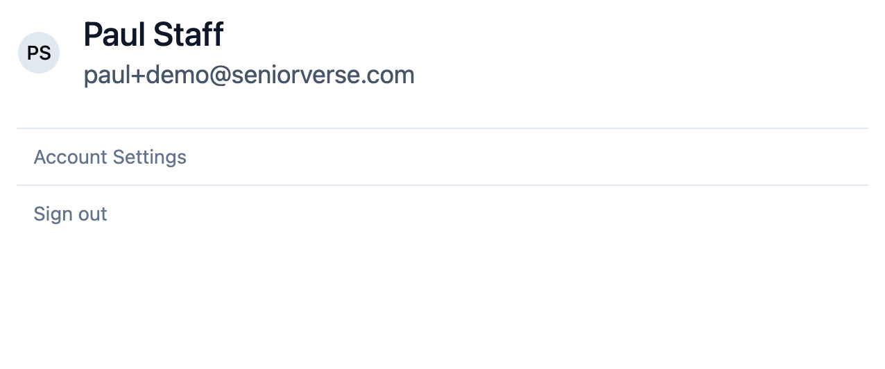 Signing out from your profile card