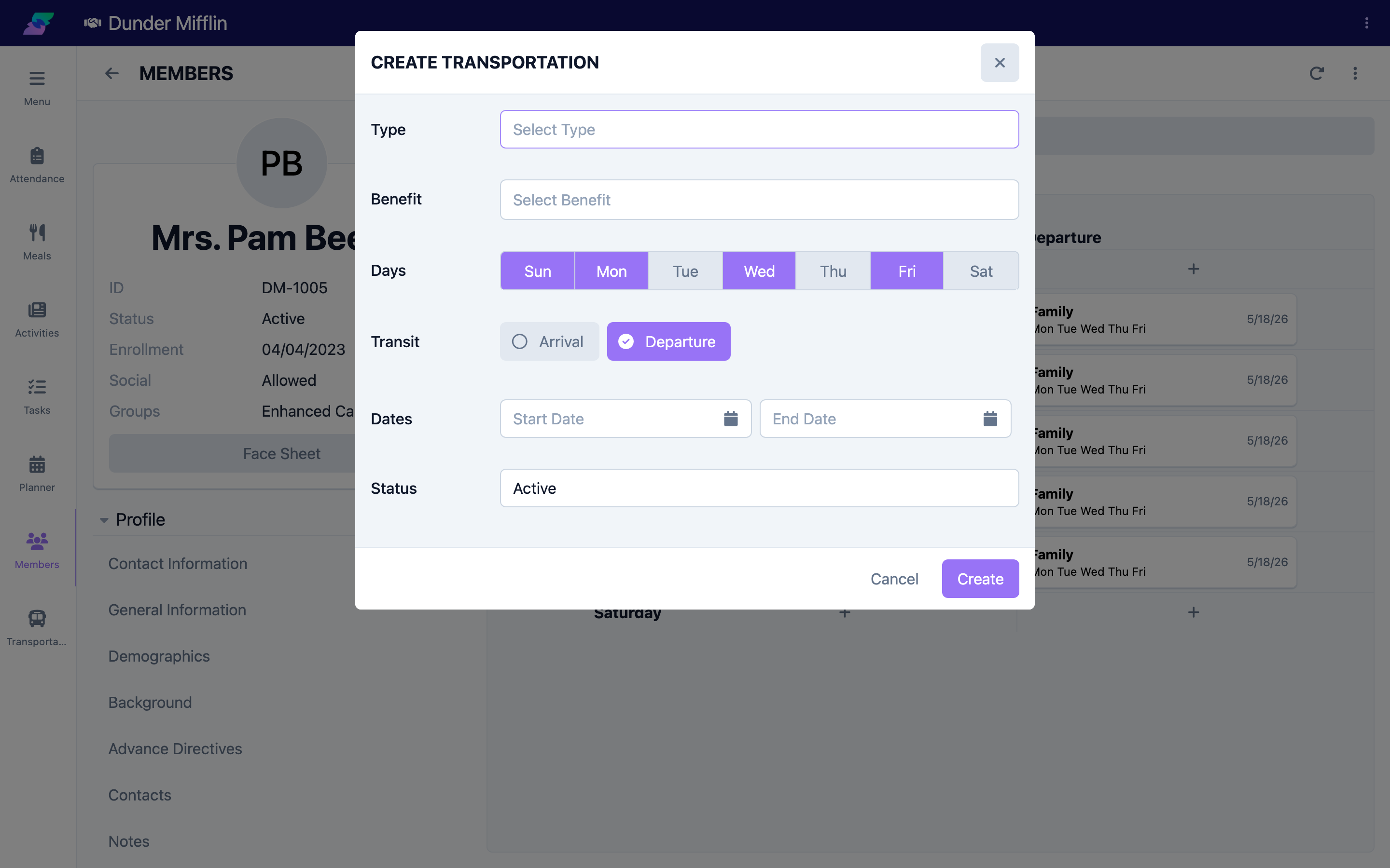 Transit set to Arrival or Departure