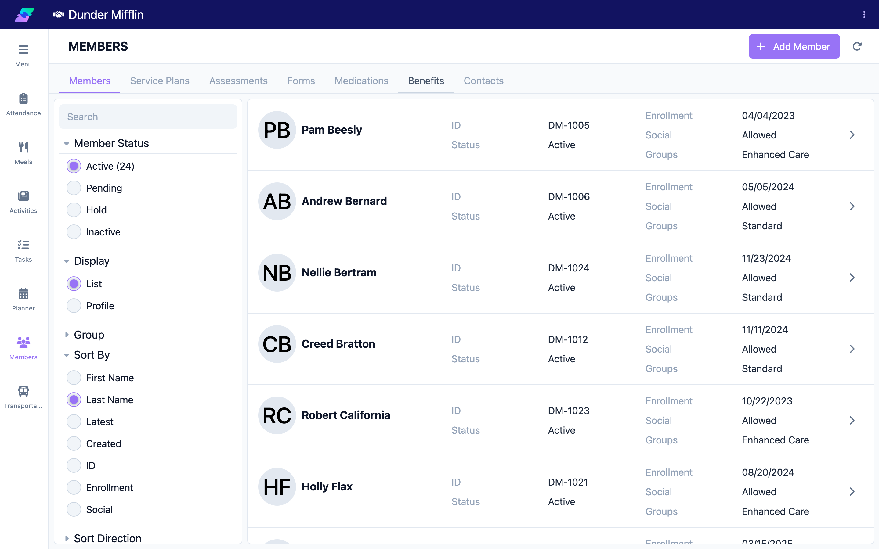 Sort By menu with sort options