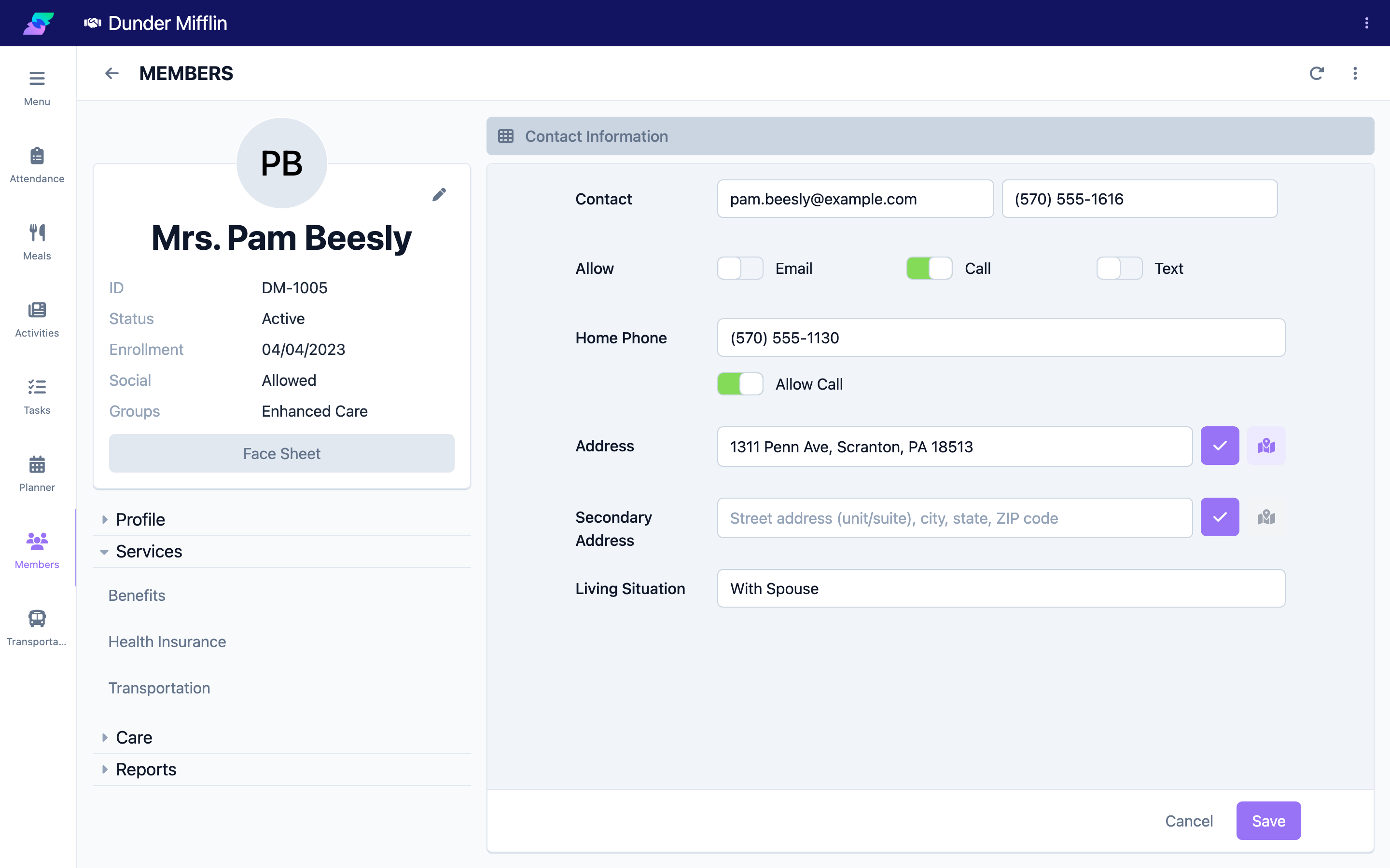 Services tab group expanded