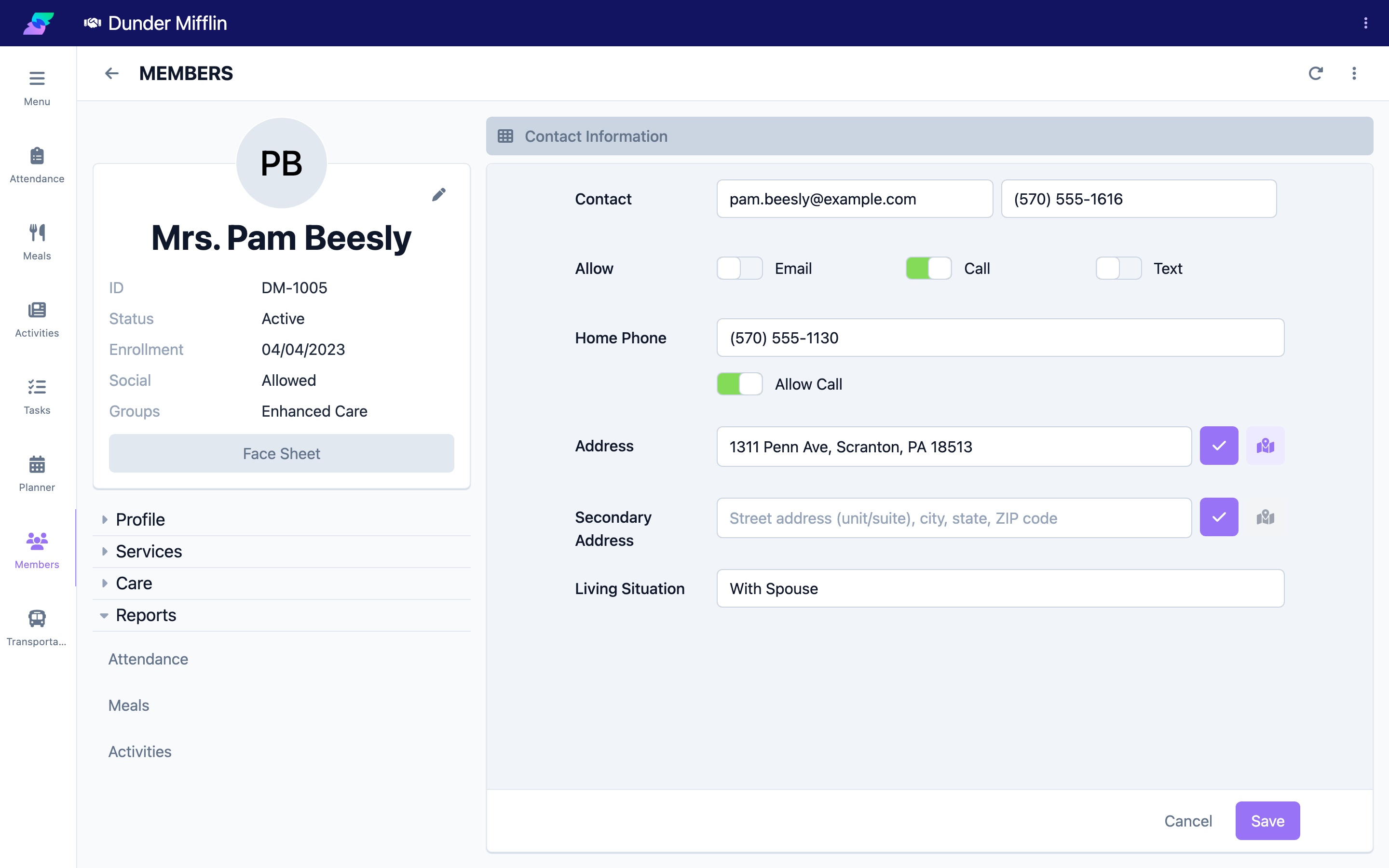 Reports tab group expanded