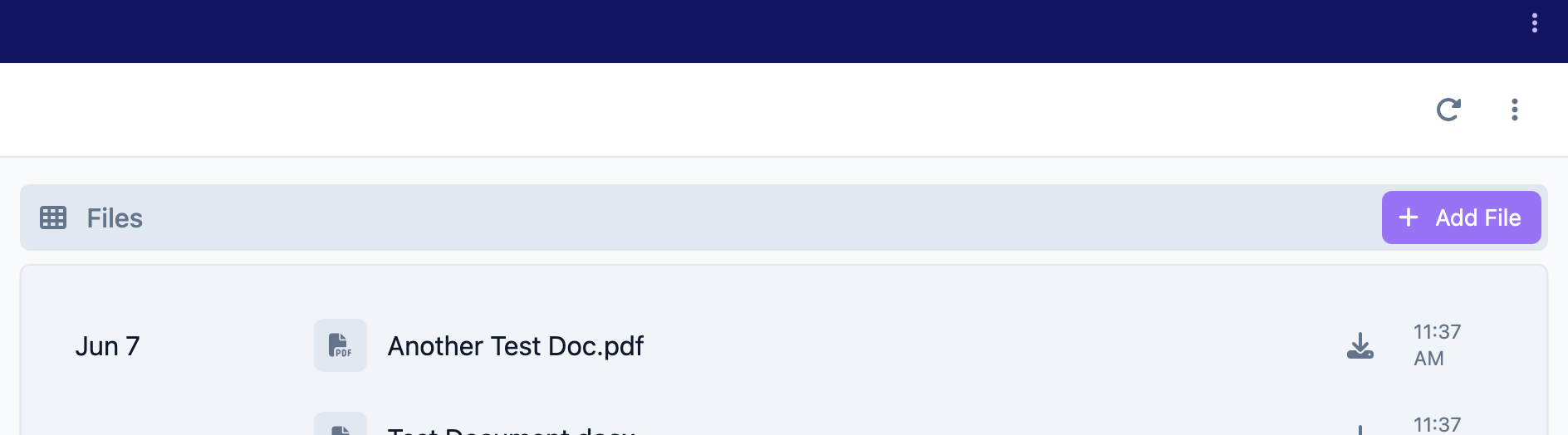 Add File button in the Files tab
