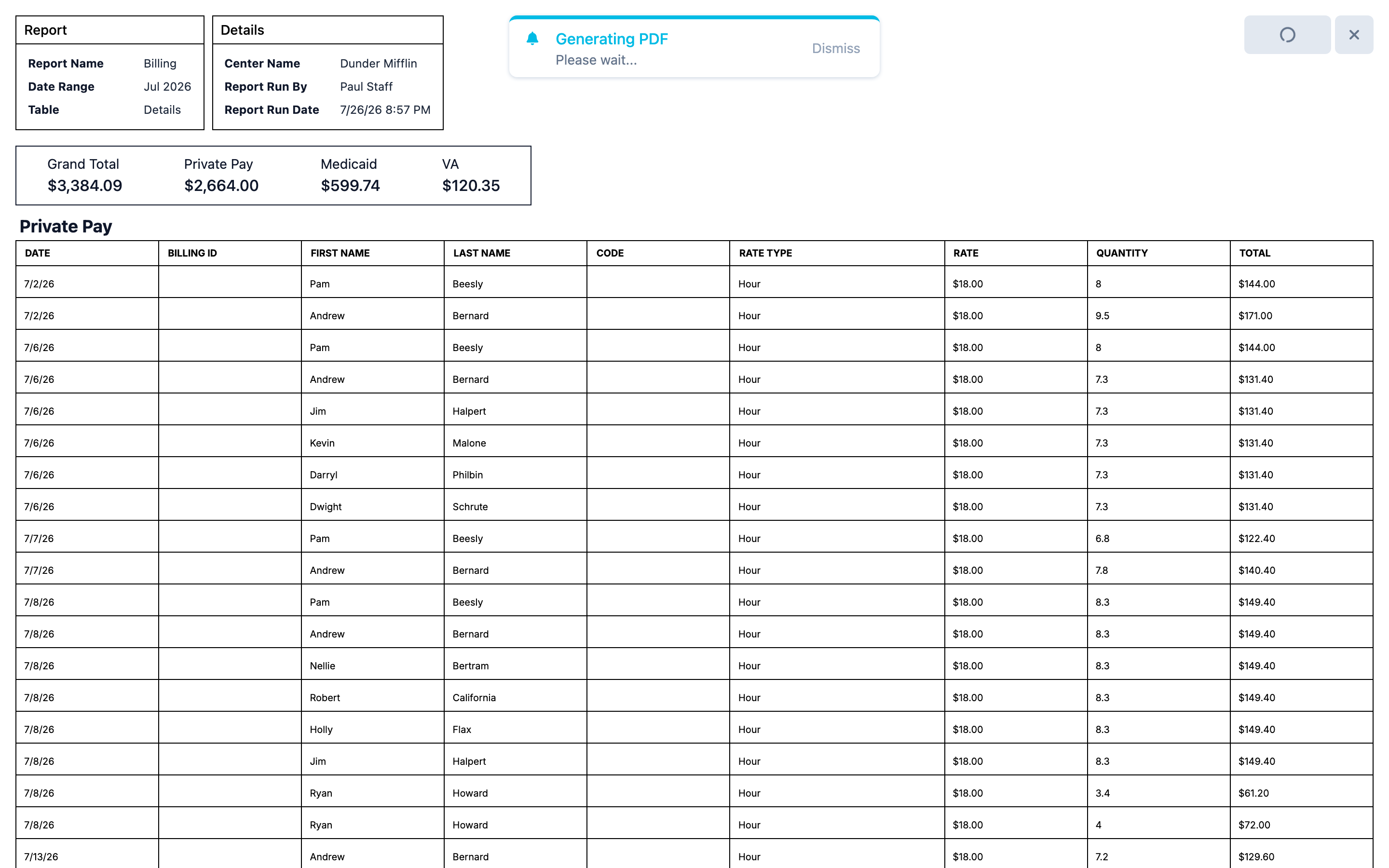 Print or save the report as a PDF