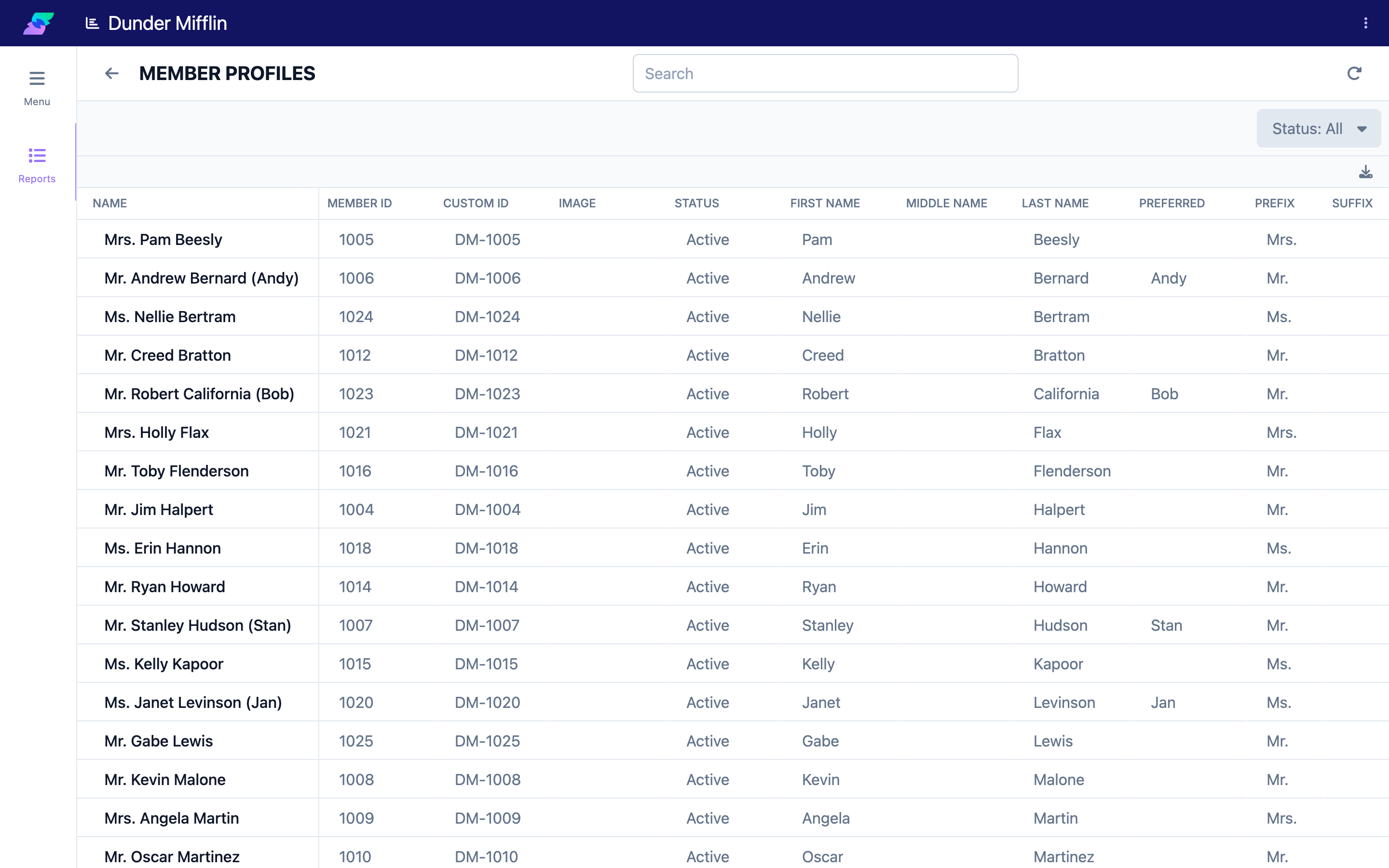 The Member Profiles view
