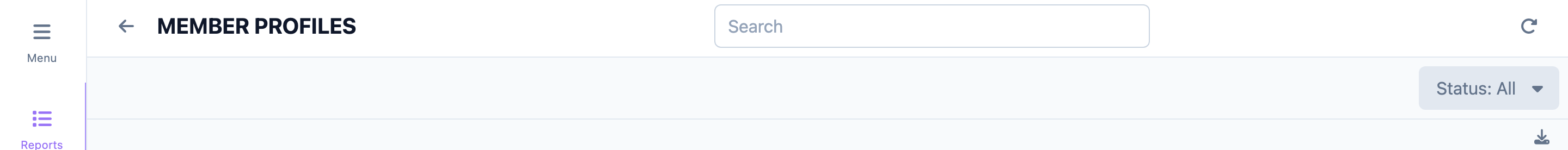 The Status filter and download icon
